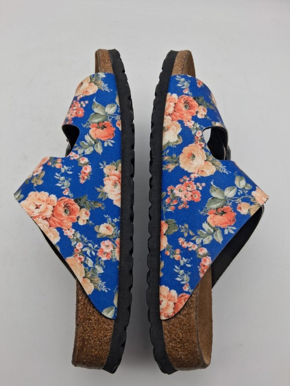 Birkenstock Papillio Arizona Blue Rose Floral Sandals EU 39 US L8 M6 Buckle Boho - Picture 5 of 11